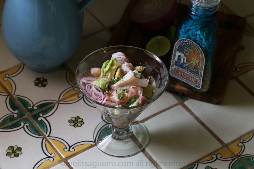 Closeup of Red and Green Ceviche