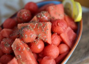 Watermelon with Lemon Chia Dressing