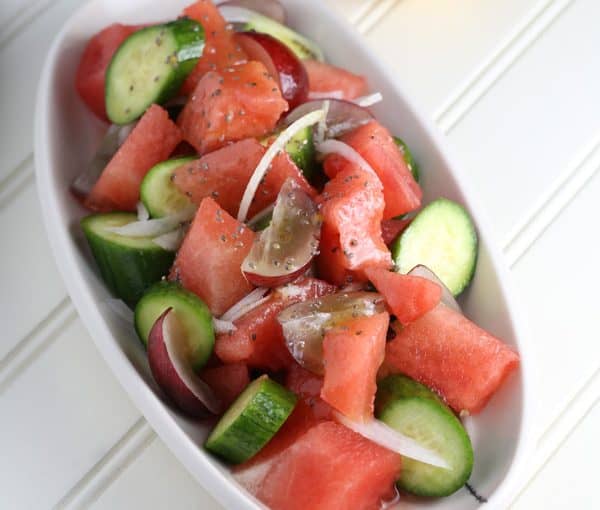 Watermelon Salad with Lemon Chia Dressing