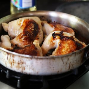 Deeply caramelized onions and crispy chicken skin are the makings of an incredible dish!