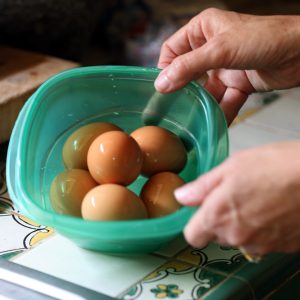 After boiling your eggs, drain the water and chill them in a bowl of water with ice for easier peeling.