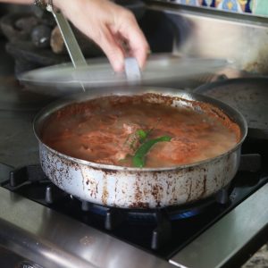 Adding Chiles to Carne Guisada