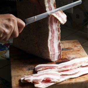 Home Cured Bacon slices better when partially frozen