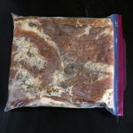 Cured Slab of Home Cured Bacon, rinsed of all cure and spices, and packed in a plastic zipper bag