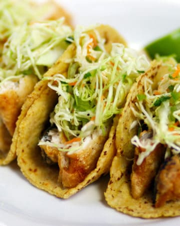 Crispy Trout Tacos with Jalapeño Slaw