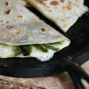 Quick Quesadilla with Roasted Chile Poblano