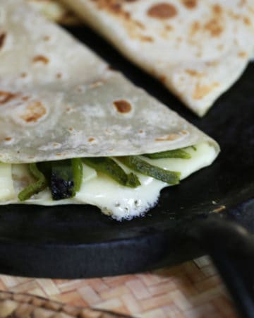 Quick Quesadilla with Roasted Chile Poblano