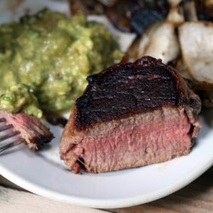 Pan Seared Filet with Roasted Tomatillo Guacamole