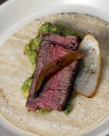 Pan Seared Filet with Roasted Tomatillo Guacamole