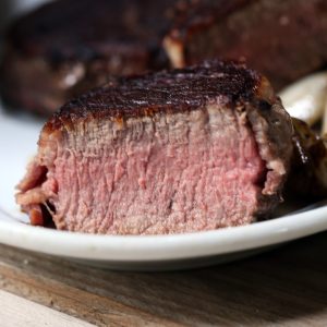 Pan Seared Filet with Roasted Tomatillo Guacamole