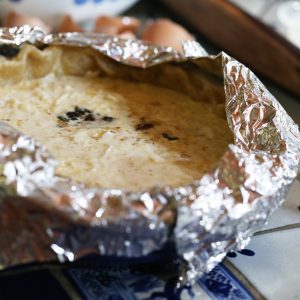 Foil collar on Quiche Lorraine