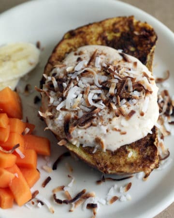 Torrejas with Guava Cream and Tropical Fruit