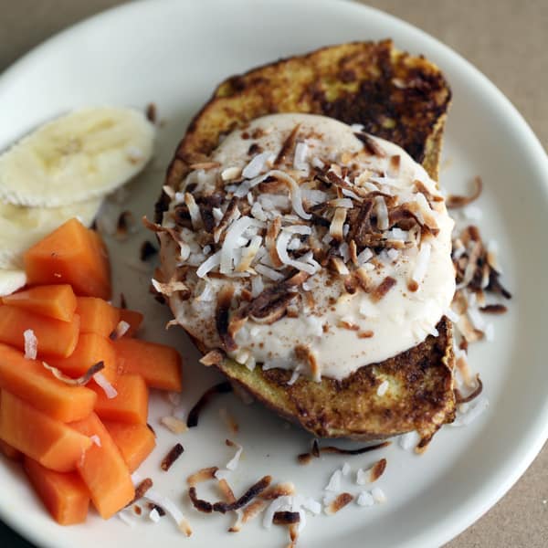 Torrejas with Guava Cream and Tropical Fruit