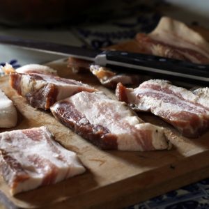 Uncooked pork belly pieces