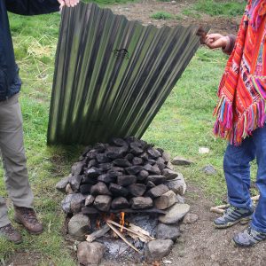 Heating the stones for pachamanca