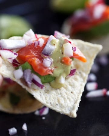 Smoked Salmon Nacho with Creamy Salsa