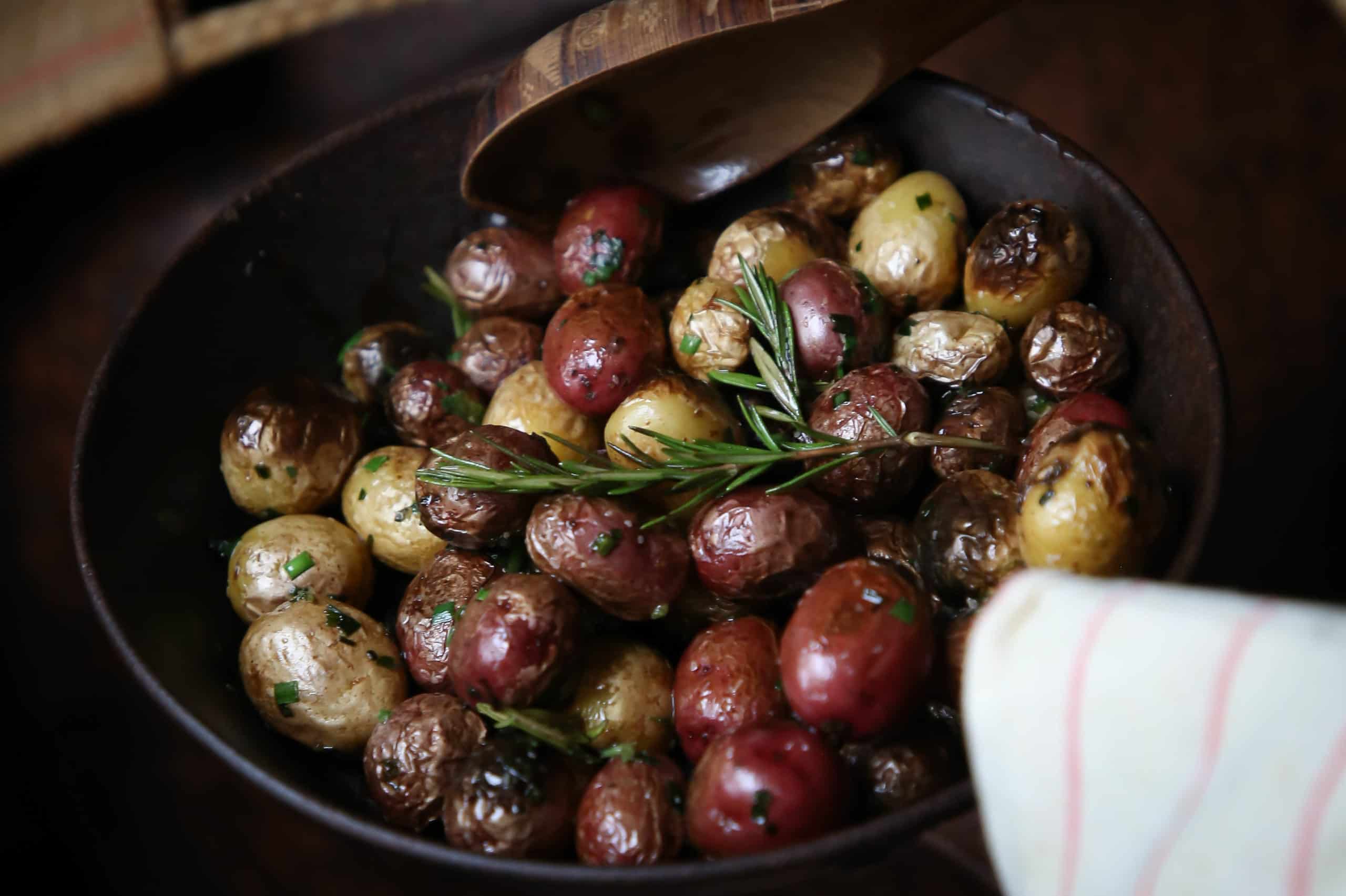 Pan Roasted Potatoes with Rosemary and Chives - Kitchen Wrangler | Melissa Guerra