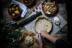 Pear Cardamom Pie with Red Walnut Crust