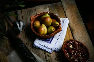 Pear Cardamom Pie with Red Walnut Crust