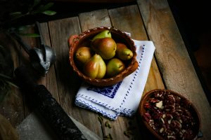 Pear Cardamom Pie with Red Walnut Crust