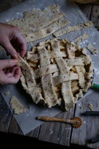 Pear Cardamom Pie with Red Walnut Crust