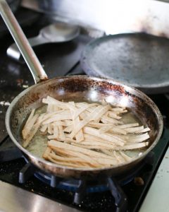 Frying Tortilla Strips for Tortilla Soup