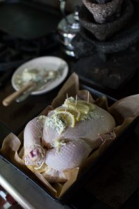 Roasted Lemon Pepper Chicken with Cilantro Garlic Butter