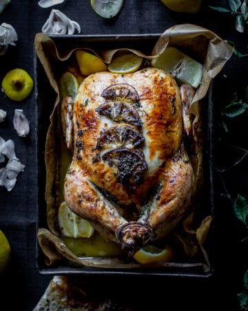 Roasted Lemon Pepper Chicken with Cilantro Garlic Butter