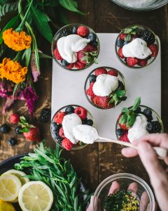 Summer Berry Compote w Lemon Yogurt Tarragon