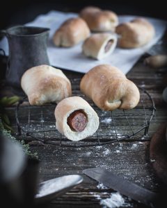 Upclose image of cross section of Czech Style Klobasniki with Jalapeno Sausage