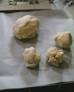 Balls of dough for making Czech Style Klobasniki with Jalapeno Sausage