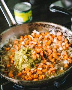 Pan of sauteing vegetables