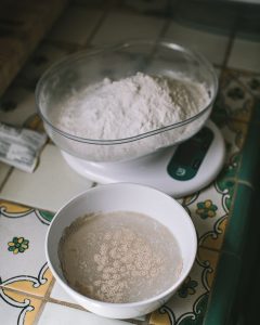 Preparing ingredients for Rosemary Sea Salt Crackers with Truffle Oil