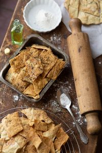 Pan of Rosemary Sea Salt Crackers with Truffle Oil