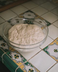 Bowl of dough for Rosemary Sea Salt Crackers with Truffle Oil