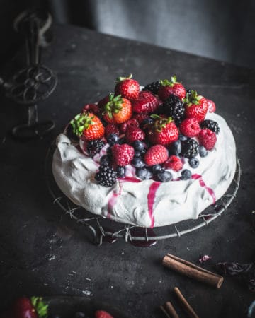 Berry Pavlova with Hibiscus Syrup