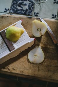 Slicing pears with a mandoline