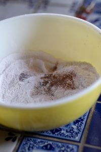 Bowl of sifted flour and spices
