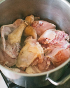 Roasting chicken for Roasted Poblano Chicken and Cilantro Dumplings