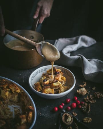 Topping bread pudding with hard sauce