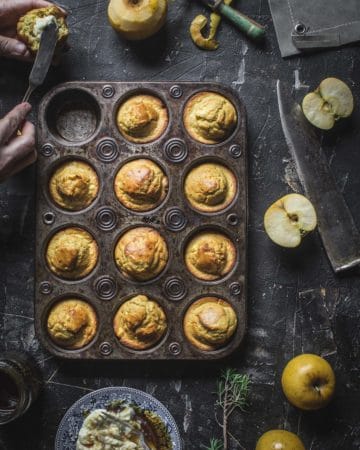 Hot Apple Rosemary Muffins Honey Butter