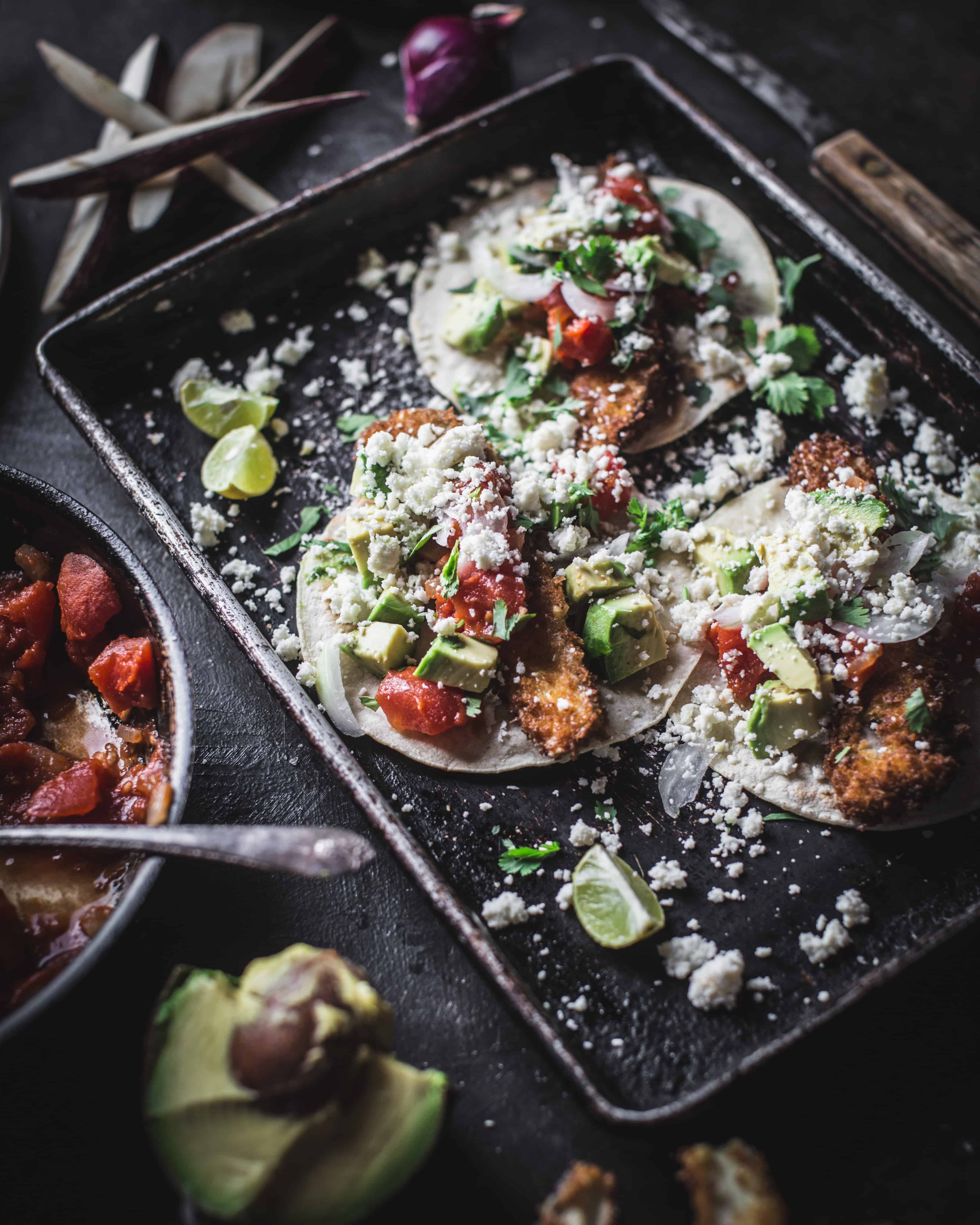 Eggplant Tacos with Tomato Salsa - Kitchen Wrangler | Melissa Guerra