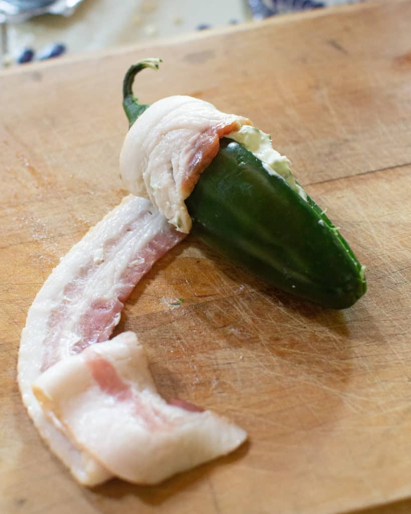 wrapping jalapeno with bacon