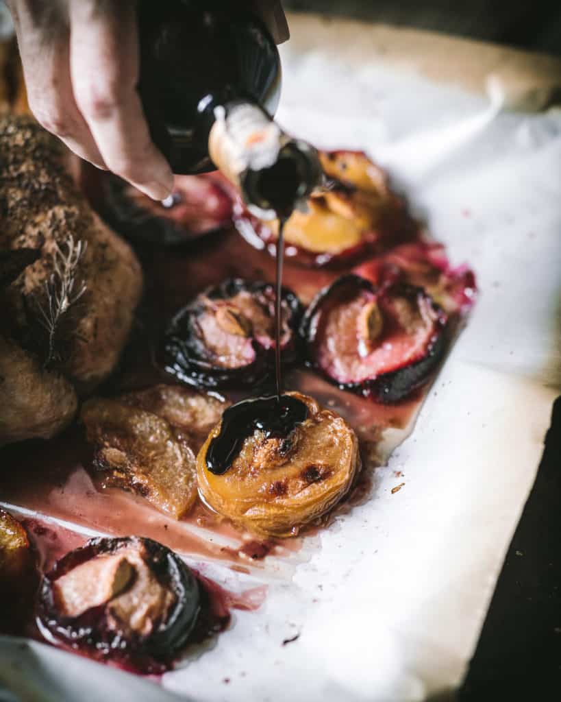 Roasted Rosemary Chicken Buttered Plums