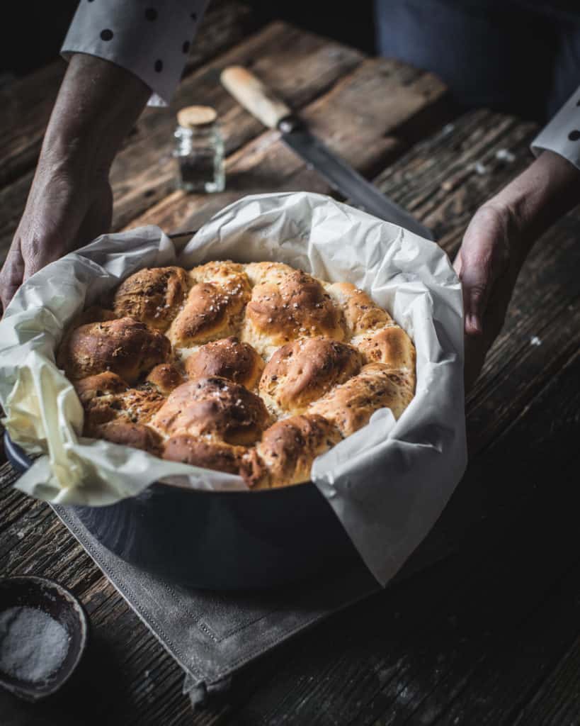 cooking pot with bread