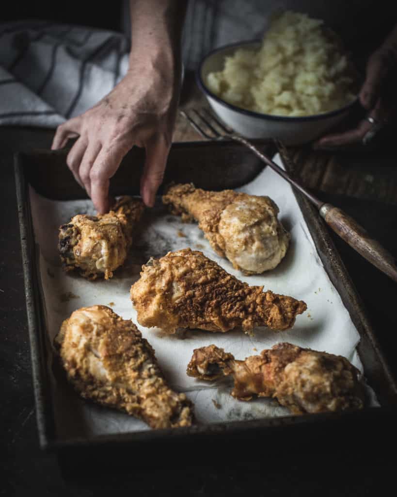 fried chicken leg up close