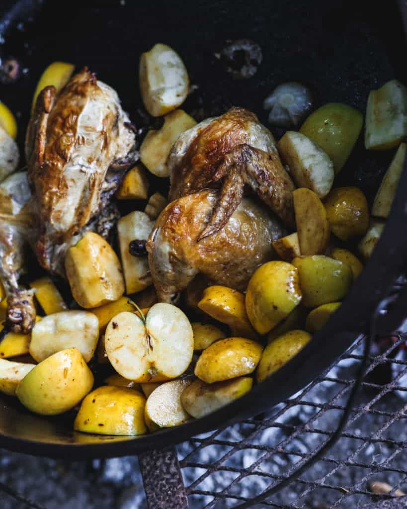 pan of chicken and apples