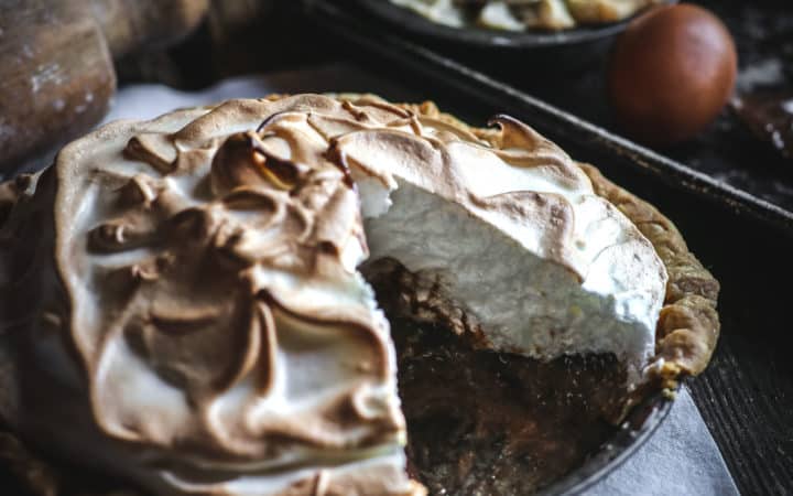 sliced chocolate pie