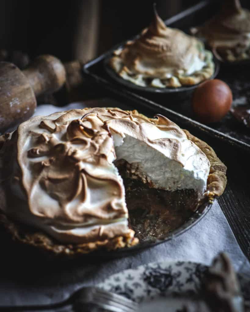 sliced chocolate pie