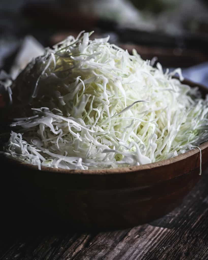 dish of shredded cabbage